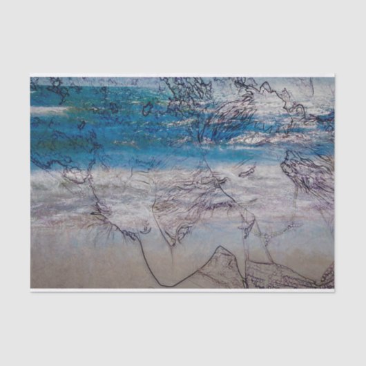 Mermaid Girl Blue White Nautical Ocean Waves Tissuepapier (Voorkant)