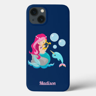 Mermaid Girl Cute Beach Narwhal Monogram Case-Mate iPhone Case