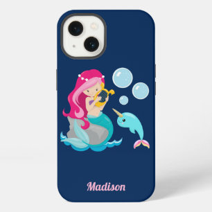 Mermaid Girl Cute Beach Narwhal Monogram iPhone 13 Hoesje