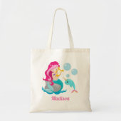 Mermaid Girl Cute Beach Narwhal Monogram Kinder Tote Bag (Voorkant)