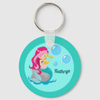 Mermaid Girl Cute Custom Blauwgroen Monogram Kinde