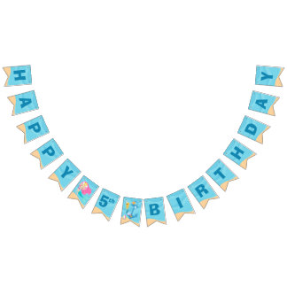 Mermaid Girl Cute Custom Kinder Pool Birthday Part Vlaggetjes