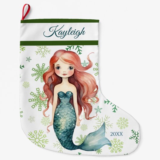 Mermaid Girl Grote Kerstsok (Voorkant)