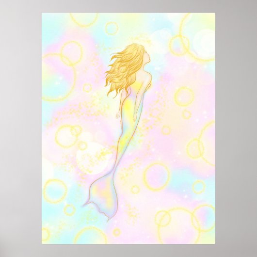 Mermaid Girl in de pasteelverlichting Poster (Voorkant)