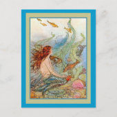 Mermaid Girl in Sea with Fish and Shells Briefkaart (Voorkant)
