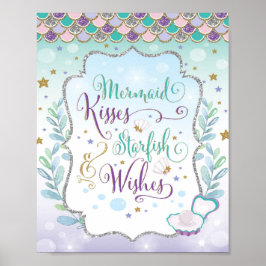 Mermaid Girl Nursery Decor under the Zee Wall Art Poster