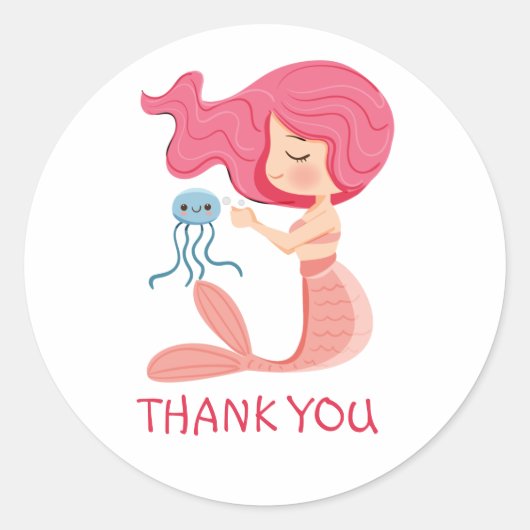 Mermaid Girl Party Pirate Classic Round Sticker (Voorkant)