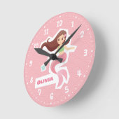 Mermaid Girl Pink Wave Pattern Ronde Klok (Hoek)