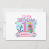 Mermaid Girls 1e verjaardag Fotouitnodiging Kaart (Achterkant)