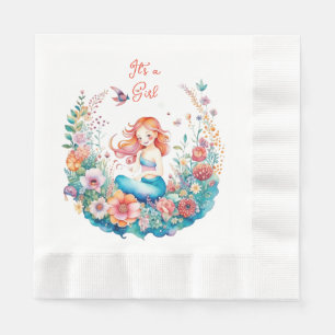 Mermaid Girl's Baby shower Het is een meisje Servet