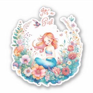  Mermaid Girl's Baby shower Het is een meisje Sticker