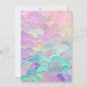 Mermaid Girls Birthday Party Paarse Glitter Kaart (Achterkant)
