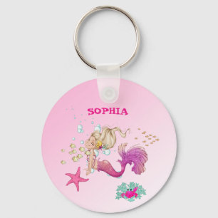 Mermaid Girls Pink Personal Sleutelhanger