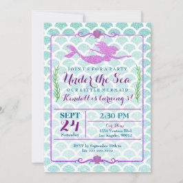 Mermaid Girl's verjaardagsfeestje uitnodiging
