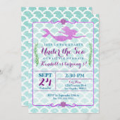 Mermaid Girl's verjaardagsfeestje uitnodiging (Voorkant / Achterkant)