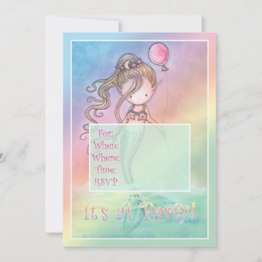 Mermaid Girls Verjaardagsfeestje Uitnodigingen (Achterkant)