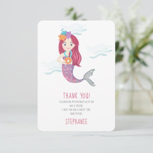 Mermaid Glam Birthday Party Kaart (Staand voorkant)