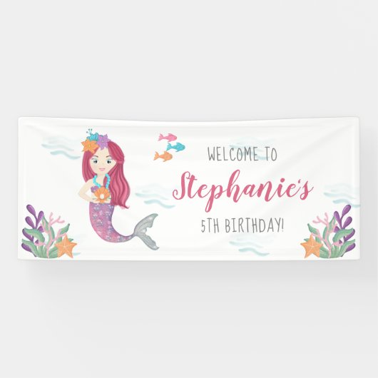 Mermaid Glam Birthday Party Spandoek (Horizontaal)