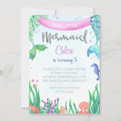 Mermaid Glitter Birthday Party Invitation Kaart (Voorkant)