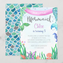 Mermaid Glitter Birthday Party Invitation
