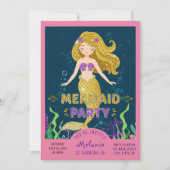 Mermaid Glitter Feest Kaart (Voorkant)