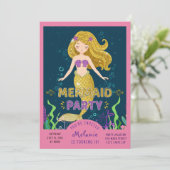 Mermaid Glitter Feest Kaart (Staand voorkant)