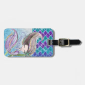Mermaid Glitter Illustration with Tail Scales Bagagelabel (Voorkant horizontaal)