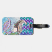 Mermaid Glitter Illustration with Tail Scales Bagagelabel (Achterkant horizontaal)