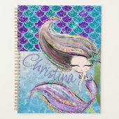 Mermaid Glitter Illustration with Tail Scales Planner (Voorkant)