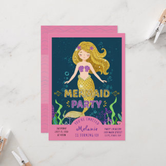 Mermaid Glitter Party Kaart