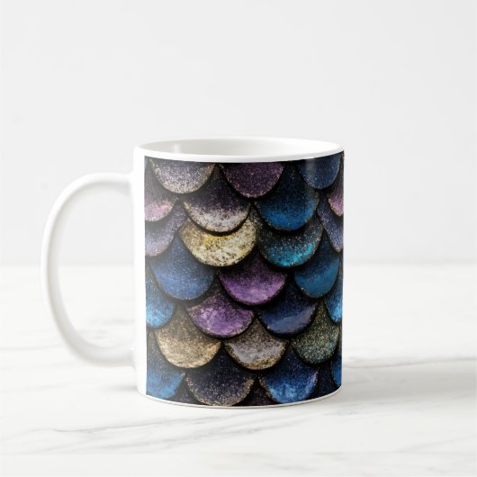 Mermaid Glitter Scale Pattern Koffiemok (Links)