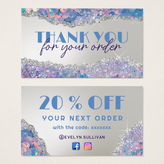 Mermaid glitter sequoire korting-kaart visitekaartje (Voorkant /achterkant)