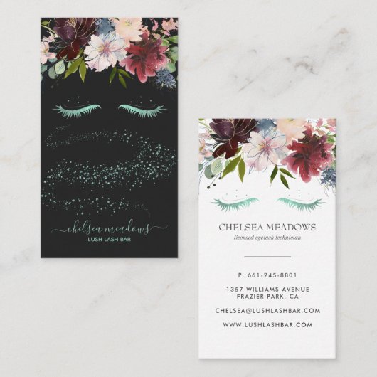 Mermaid Glitter Signature Floral Eyelash Visitekaartje (Voorkant / Achterkant)