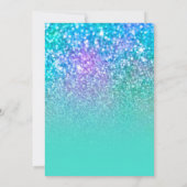 Mermaid Glitter Turquoise Blue Ombre Birthday Kaart (Achterkant)