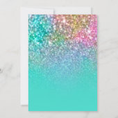Mermaid Glitter Turquoise Ombre Birthday Party Kaart (Achterkant)