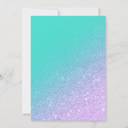 Mermaid glitter turquoise ombre chic zoete 16 kaart (Achterkant)