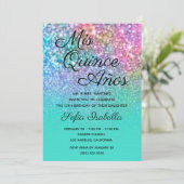 Mermaid Glitter Turquoise Ombre Mis Quince Años Kaart (Staand voorkant)