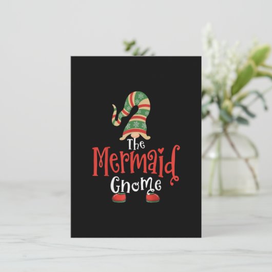 Mermaid Gnome Matching Family Group Kerstmis Paja Kaart (Staand voorkant)