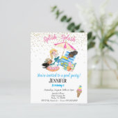 Mermaid Gold Confetti Pool Party Birthday Invitati (Staand voorkant)