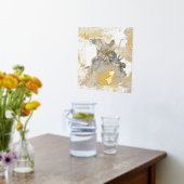 Mermaid Gold Silver Distress Fantastisch Zee Folie Afdrukken (Laag (Keuken))