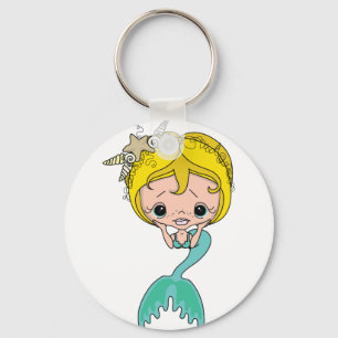Mermaid Graphic (blauw) Sleutelhanger