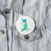 Mermaid Green Mermaid Tail Girly Ronde Button 7,6 Cm (In situ)