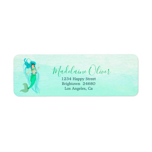 Mermaid Green Personal Return-label Etiket (Voorkant)