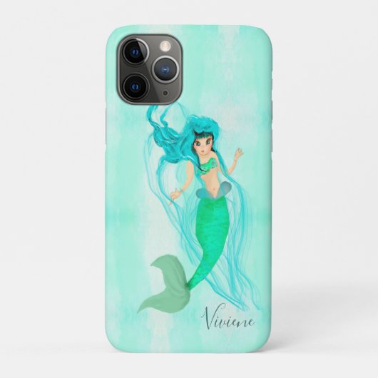 Mermaid Green Tail Girly Blue Personal Case-Mate iPhone Case (Achterkant)