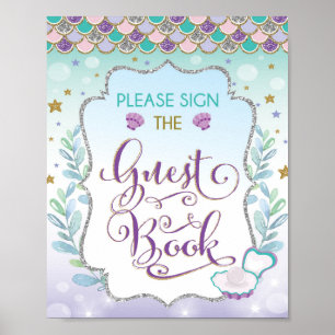 Mermaid Guest Book Sign Birthday Vrijgezellenfeest Poster