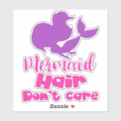 Mermaid Hair maakt niet uit, Mermaid Silhouette, T Sticker (Vel)