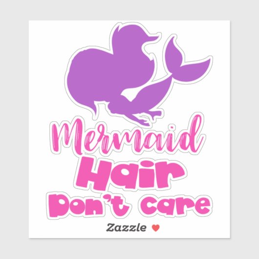 Mermaid Hair maakt niet uit, Mermaid Silhouette, T Sticker (Vel)