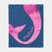 Mermaid Half Fun, aangepaste naam Roze Fleece Deken (Voorkant)
