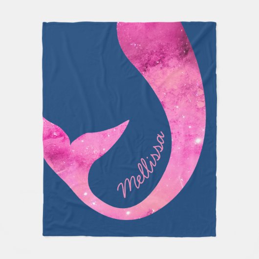 Mermaid Half Fun, aangepaste naam Roze Fleece Deken (Voorkant)