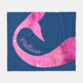 Mermaid Half Fun, aangepaste naam Roze Fleece Deken (Voorkant (Horizontaal))